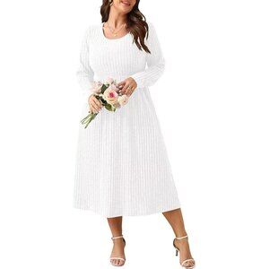 Plus Size Sweater Dress Rayon Polyester Spandex Long Sleeve Maxi Casual Winter